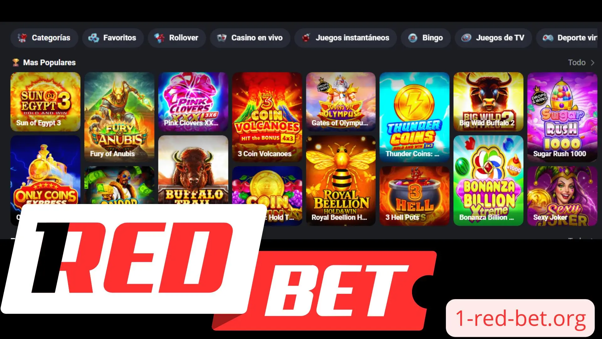 Juegos disponibles en 1RedBet Casino