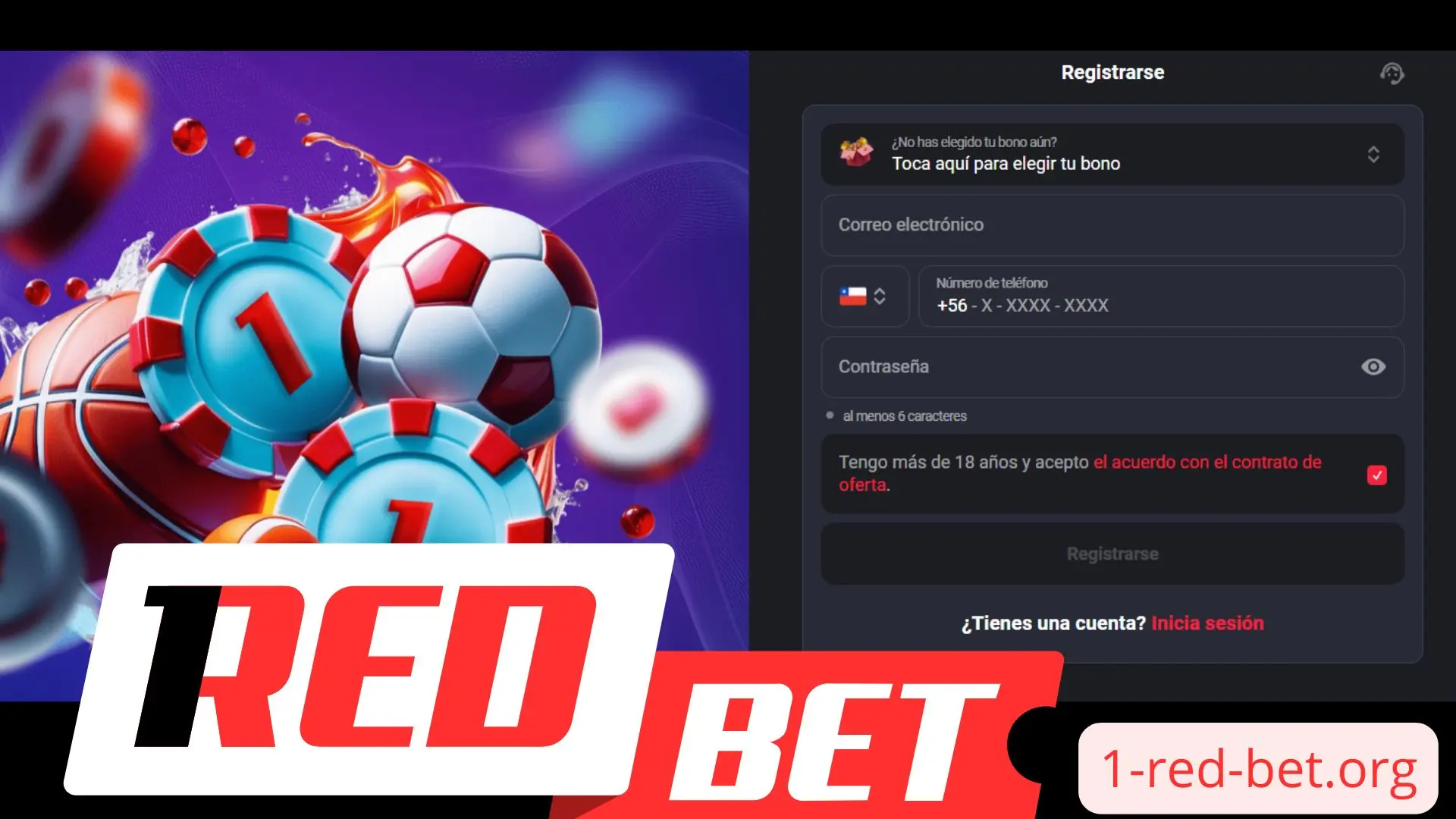 Registro e inicio de sesi&oacute;n en 1RedBet